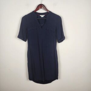 Boden‎ Lola Half Sleeve Viscose Navy Blue Shirt Dress Women's Size 2